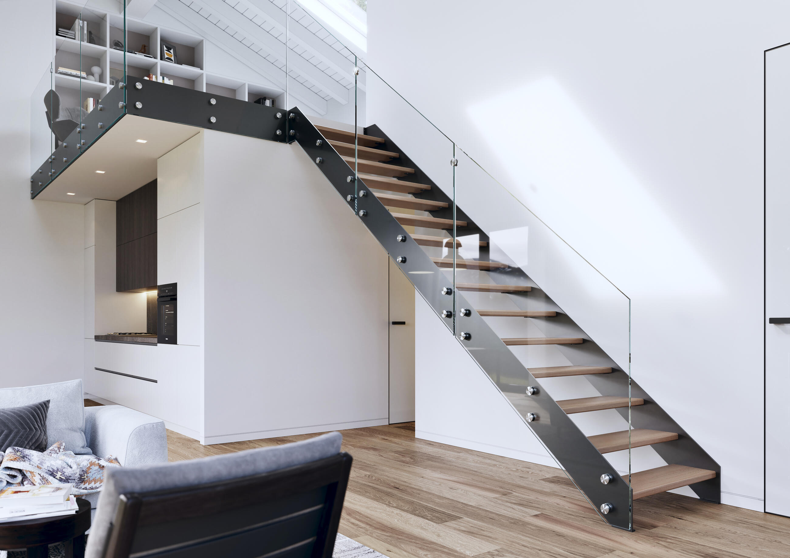 Kombinované bočnicové interiérové schodisko 1020 Laser