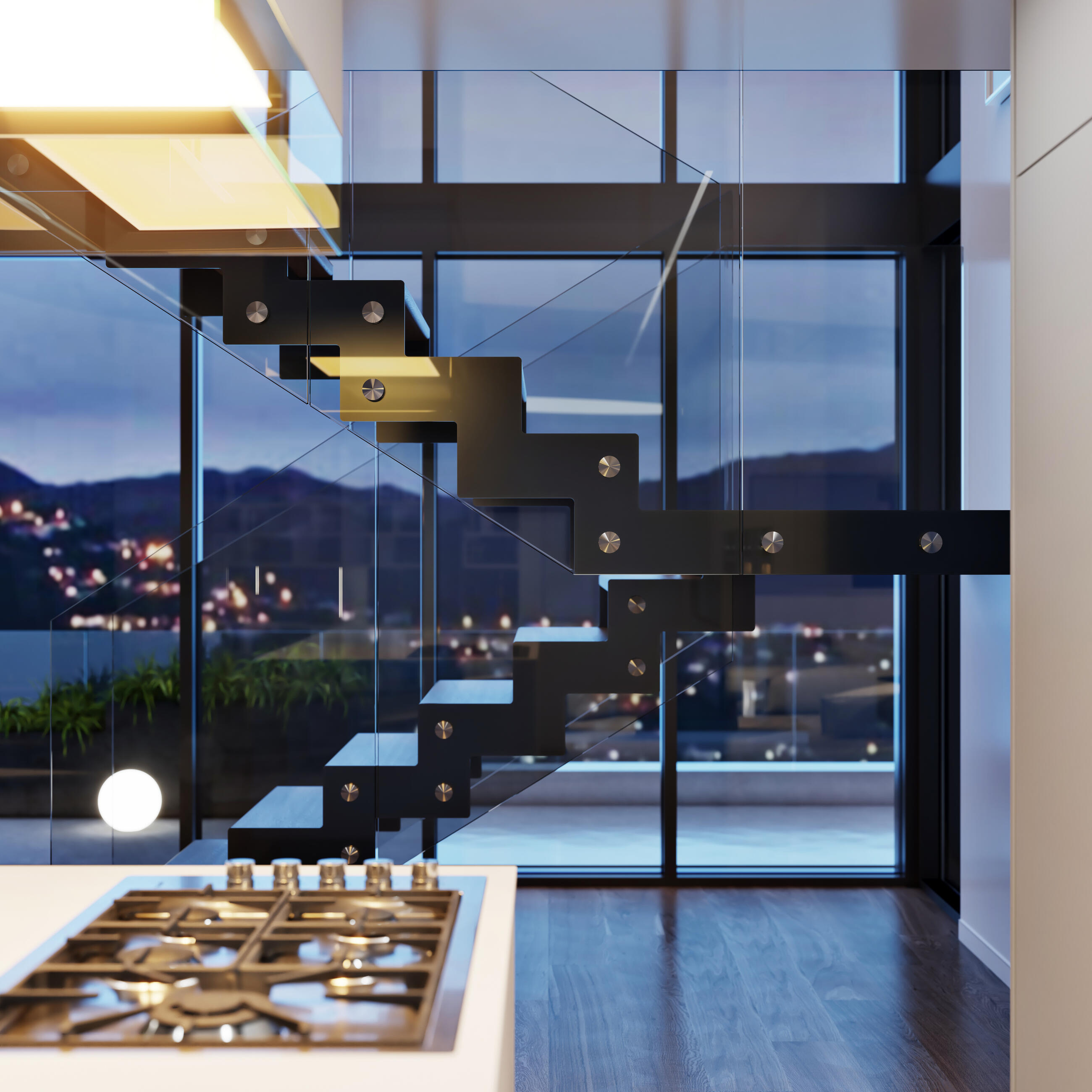 Kombinované bočnicové interiérové schodisko Laser 1000